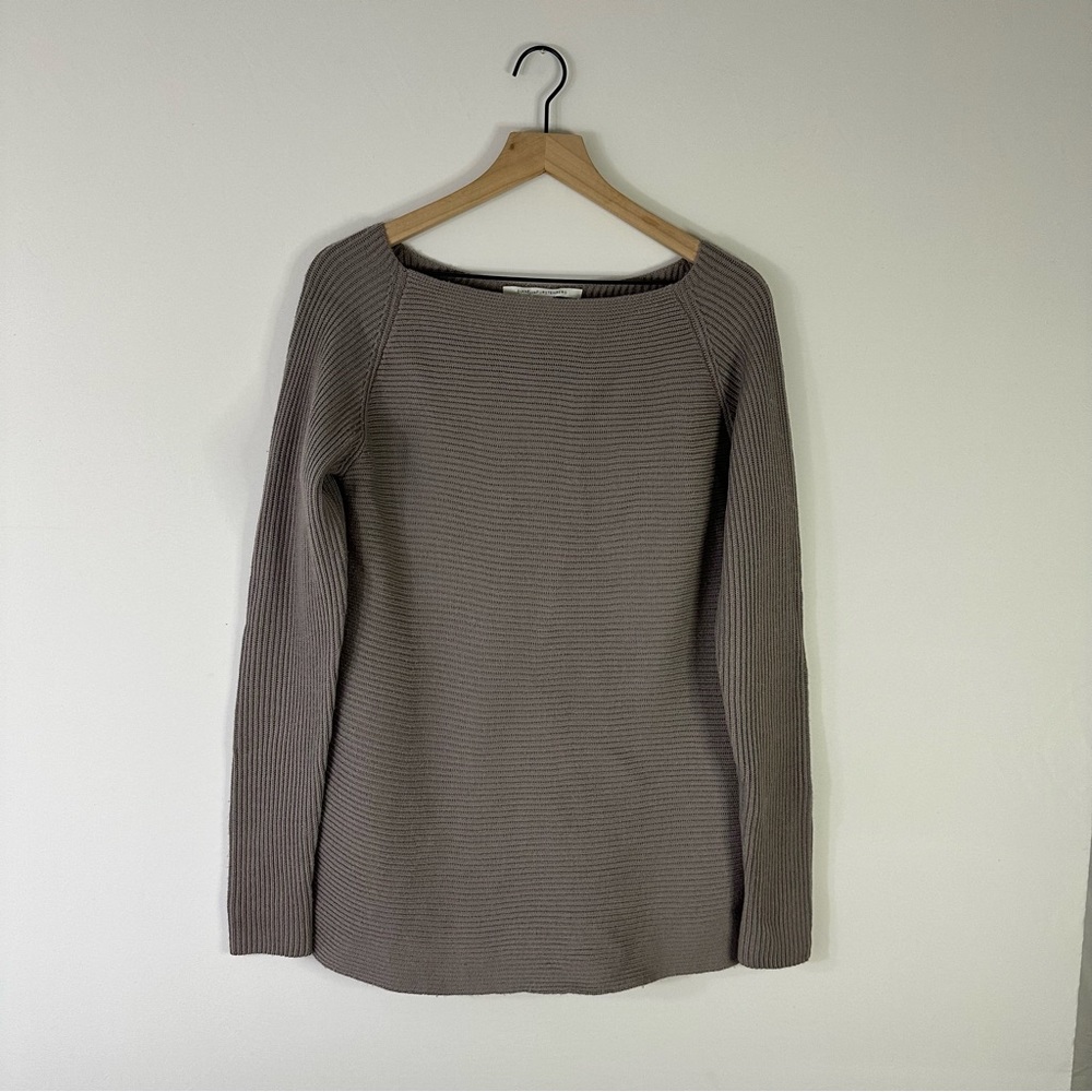 Diane Von Furstenberg 100% Wool Mock Neck Ribbed Sweater Gray/Purple Medium